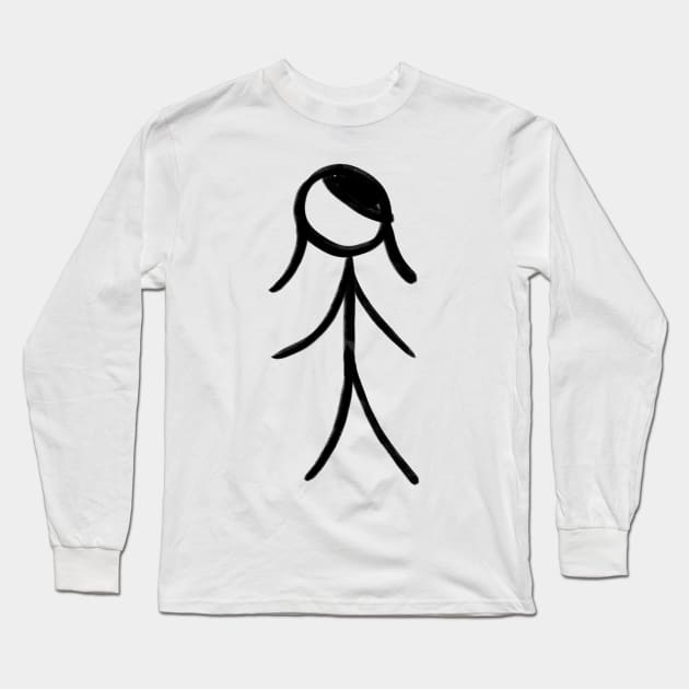 Stick figure hand drawn in a simple design Long Sleeve T-Shirt by WelshDesigns